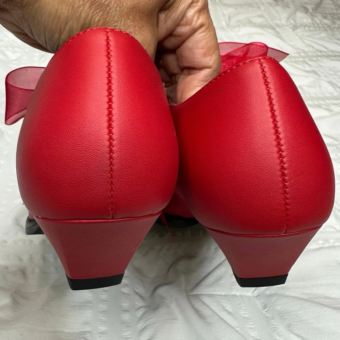 Kat Von D Shoes The Coven II Vegan red Leather pointed kitten heels Size 8 NWOT - Image 8