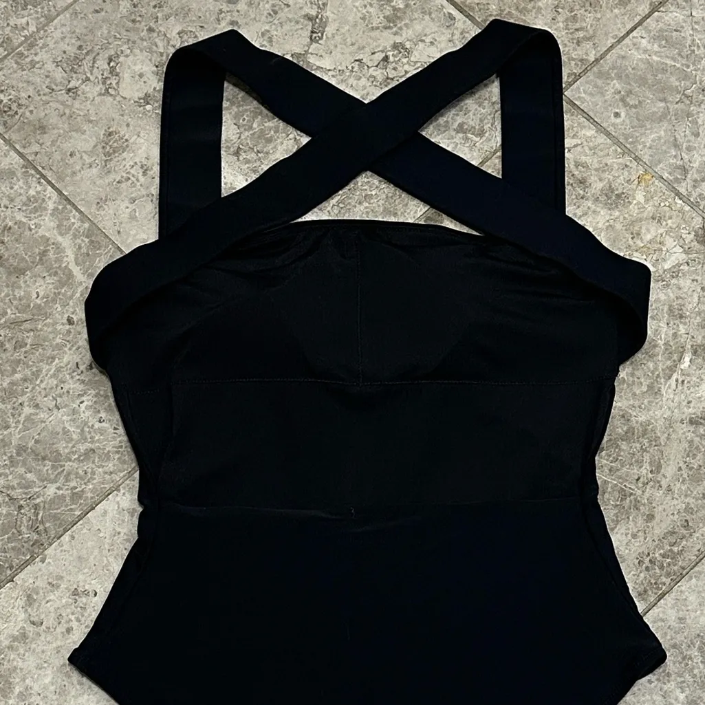 Aerie Backless One Piece Cheeky Swimsuit Black Size Medium - Image 6