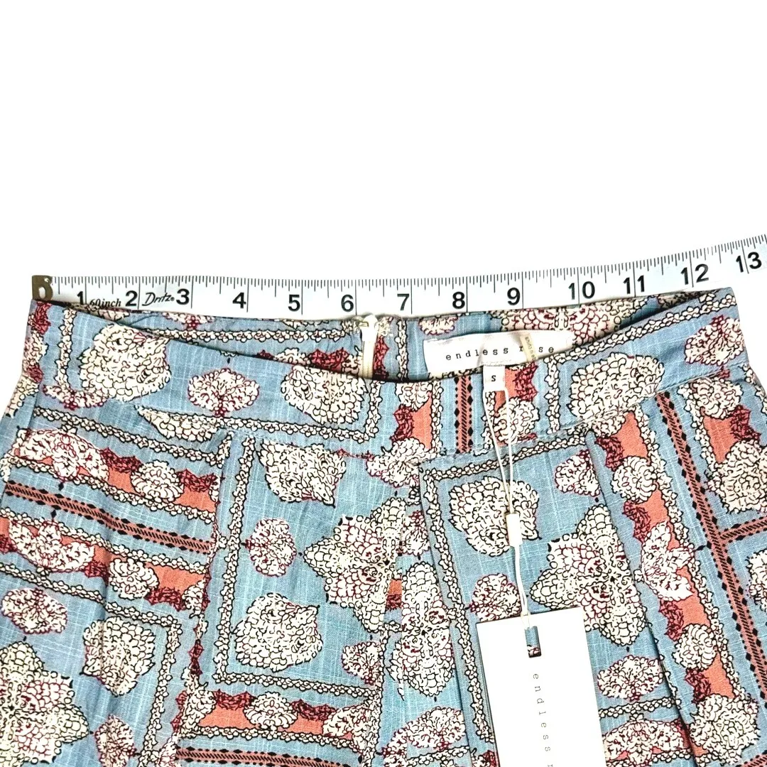 Endless Rose Women's Blue Pink High Waist Pleated Festival Shorts Size Small NWT - Image 9
