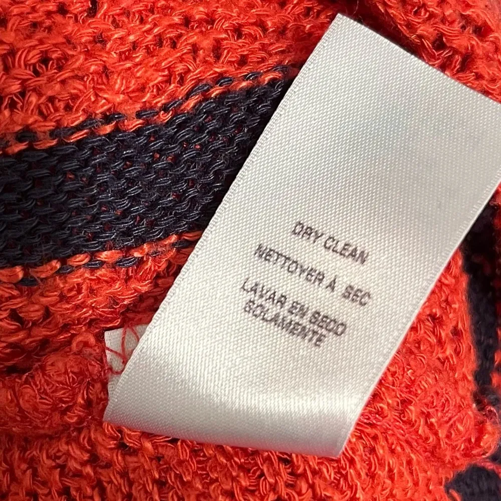 Splendid Sweater Orange & Navy Stripes Dolman Sleeves Pointelle Knit Sz XS EUC - Image 9