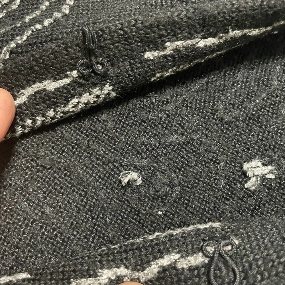 Chico’s Women’s Size 3 (XL) Black Gray Open Front Fringe Cardigan Boho Sweater - Image 11