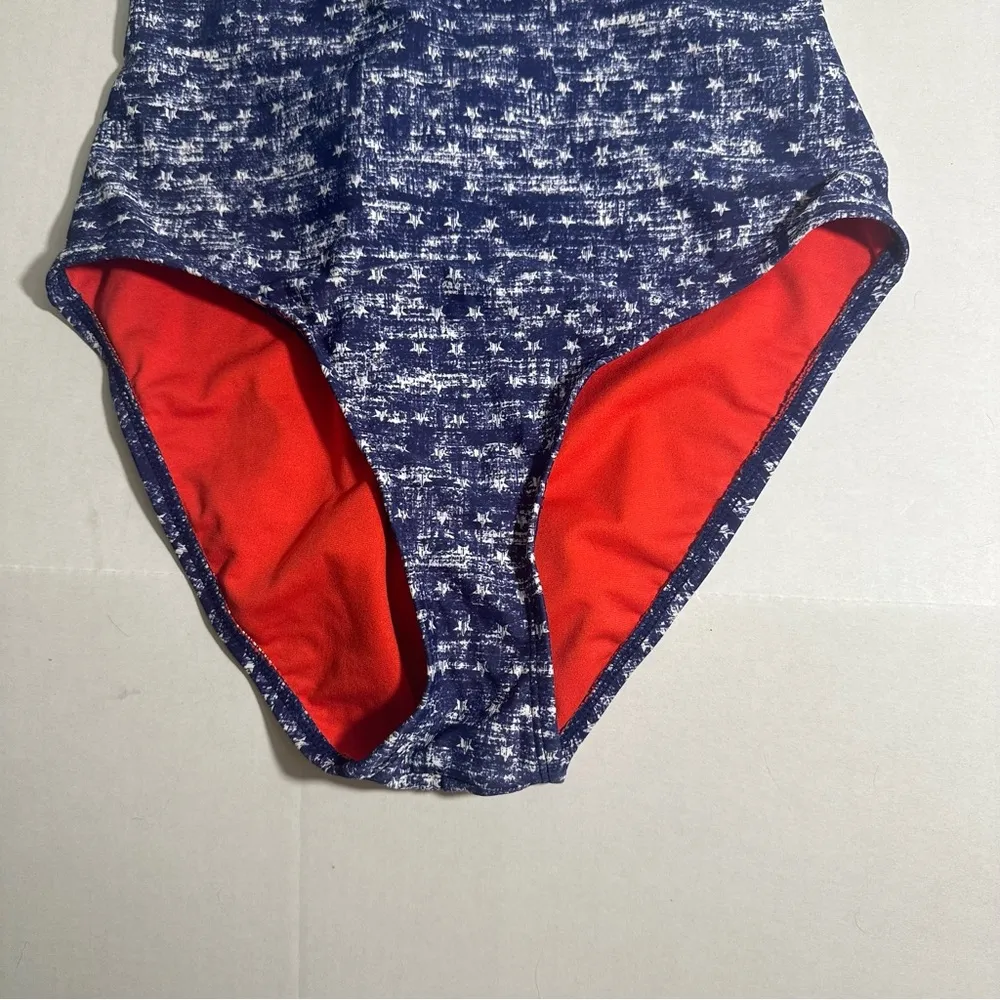 Mossimo‎ Womens Swimsuit One Piece Red White Blue Patriotic Stars Stripes Size M - Image 2