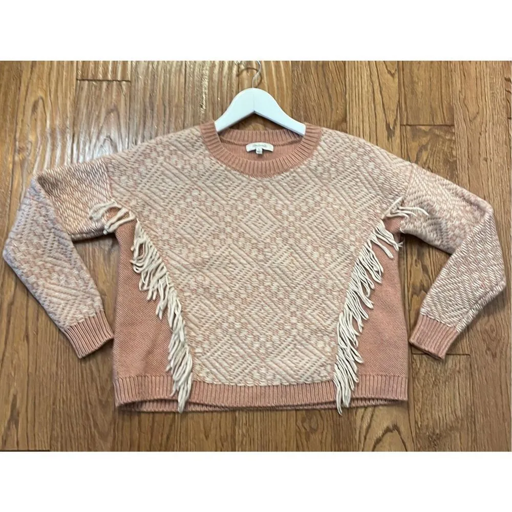 Madewell wool diamond fringe sweater size small - Image 4