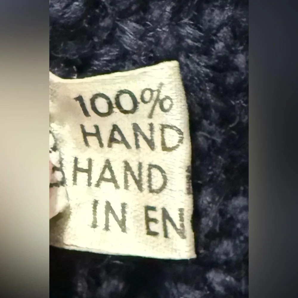 Rare Vintage Seale Hand Knit Navy Fisherman Roll Neck Wool Sweater England M / L Blue Size M - Image 4