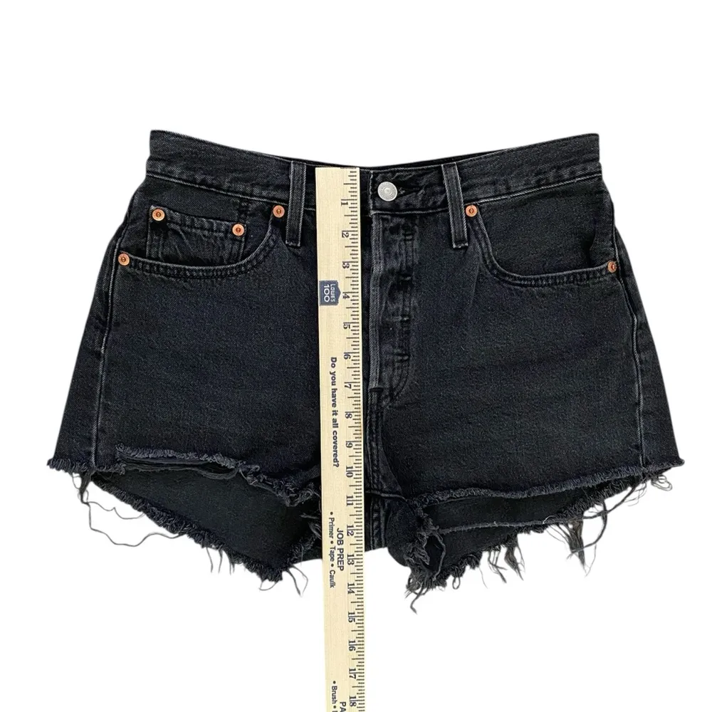 Levi's 501 Original Fit High-Rise Women's Jean Shorts Black Button Fly Size 28 - Image 7
