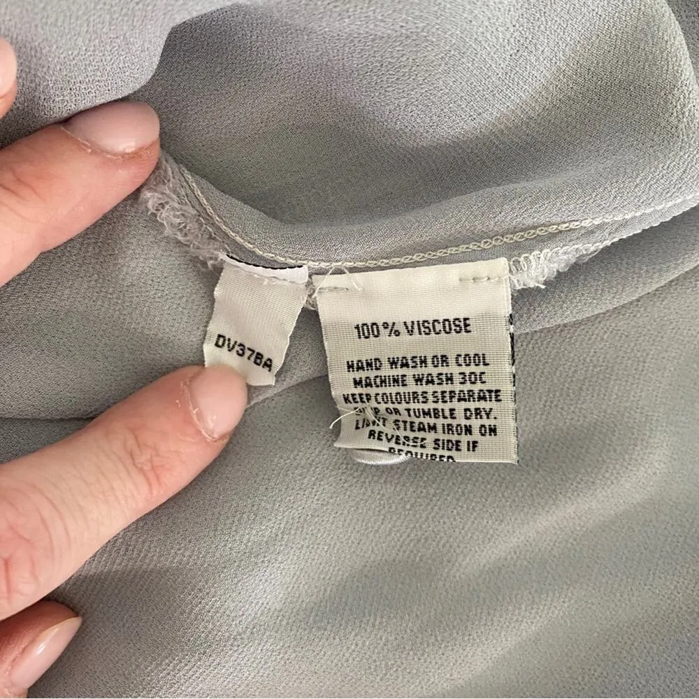 Anthropologie Ghost London Blue Gray Romantic Boho Bell Sleeves Lace-up Dress XS - Image 15