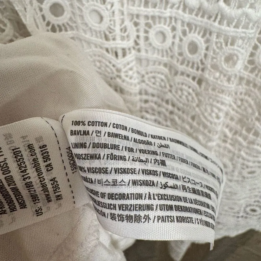 Abercrombie & Fitch White N Neck Crochet Lace Skater Mini Dress XL - Image 6
