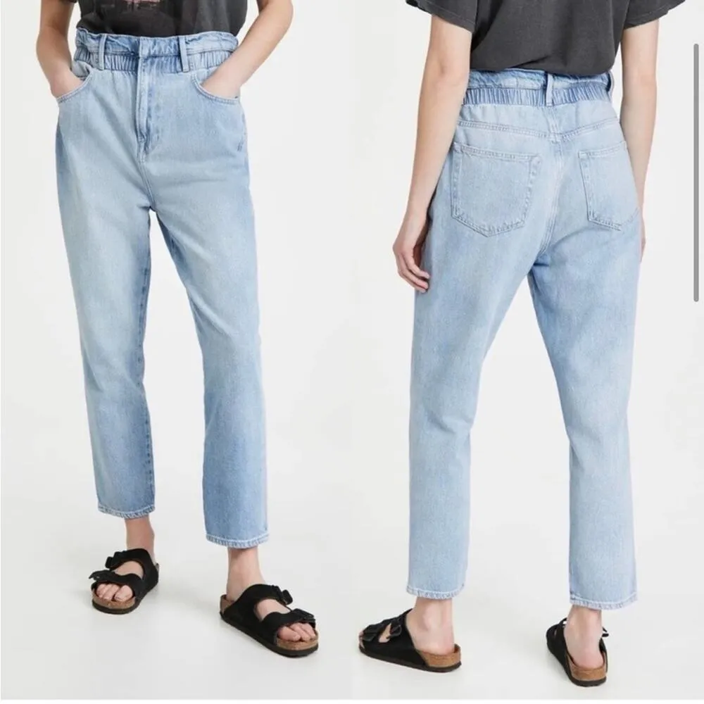 Frame Denim Meridian Paperbag Elastic Waist Straight Leg Jeans Size Large (30) - Image 4