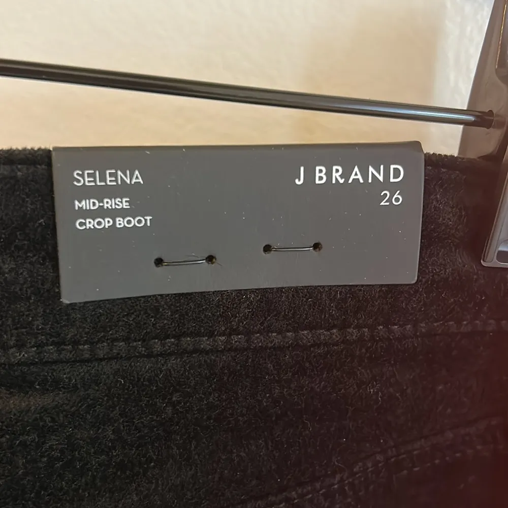 J. Brand Selena Black Velvet Lace Hem Crop Boot Pants - Image 9
