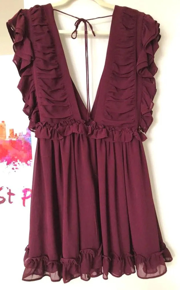 Storia Maroon Deep V Dress - Image 2