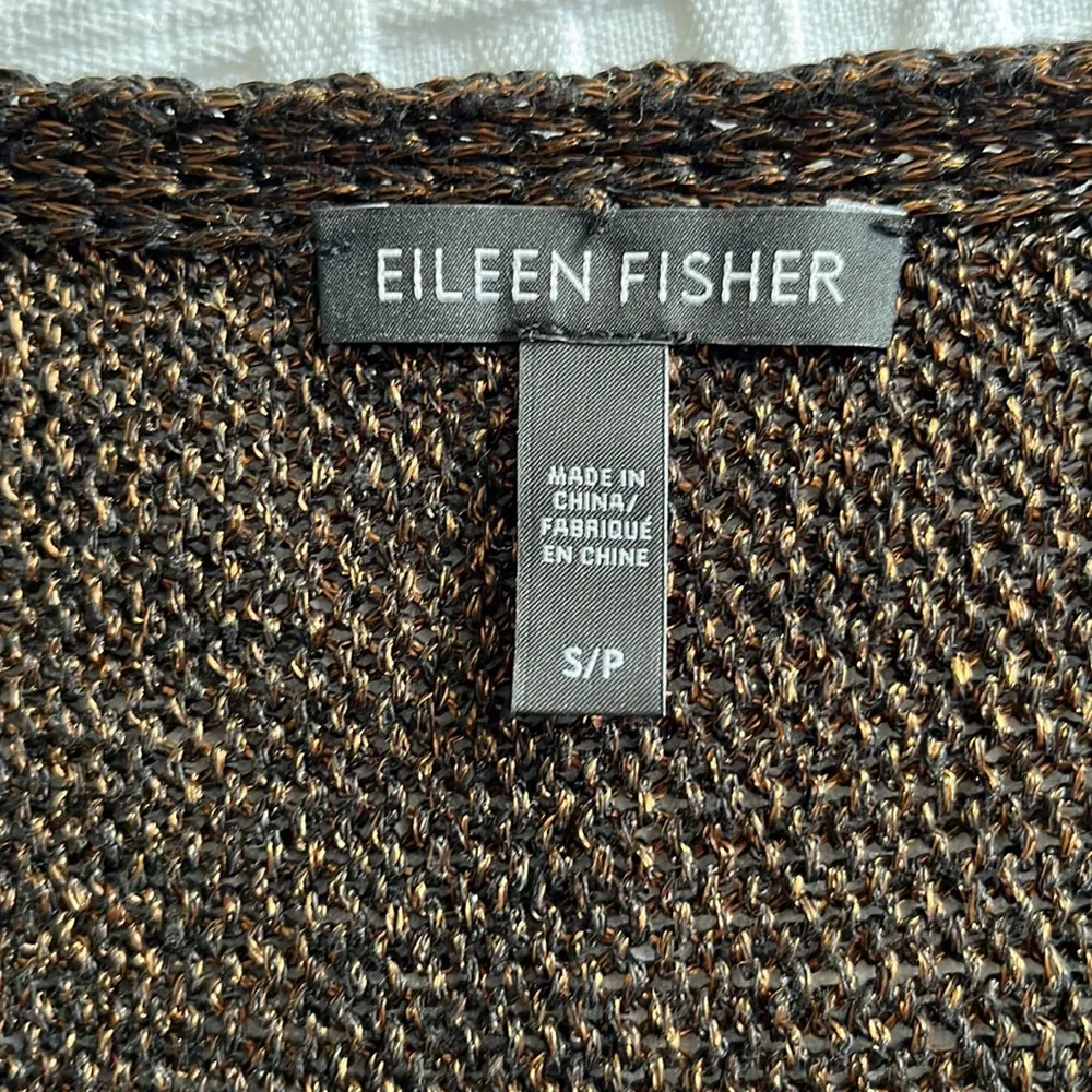 Eileen Fisher Organic Linen Blend Split Sleeve Metallic Sweater - Image 7