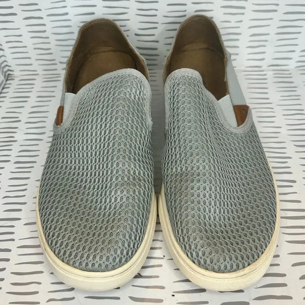 Olukai Pehuea Slip On Shoes Gray Comfort Sneakers Loafer Folding Heel‎ women 6.5 - Image 2