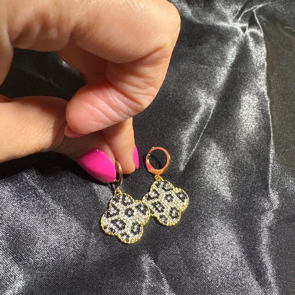 Gold and Black Animal Patterned Earrings - Image 5