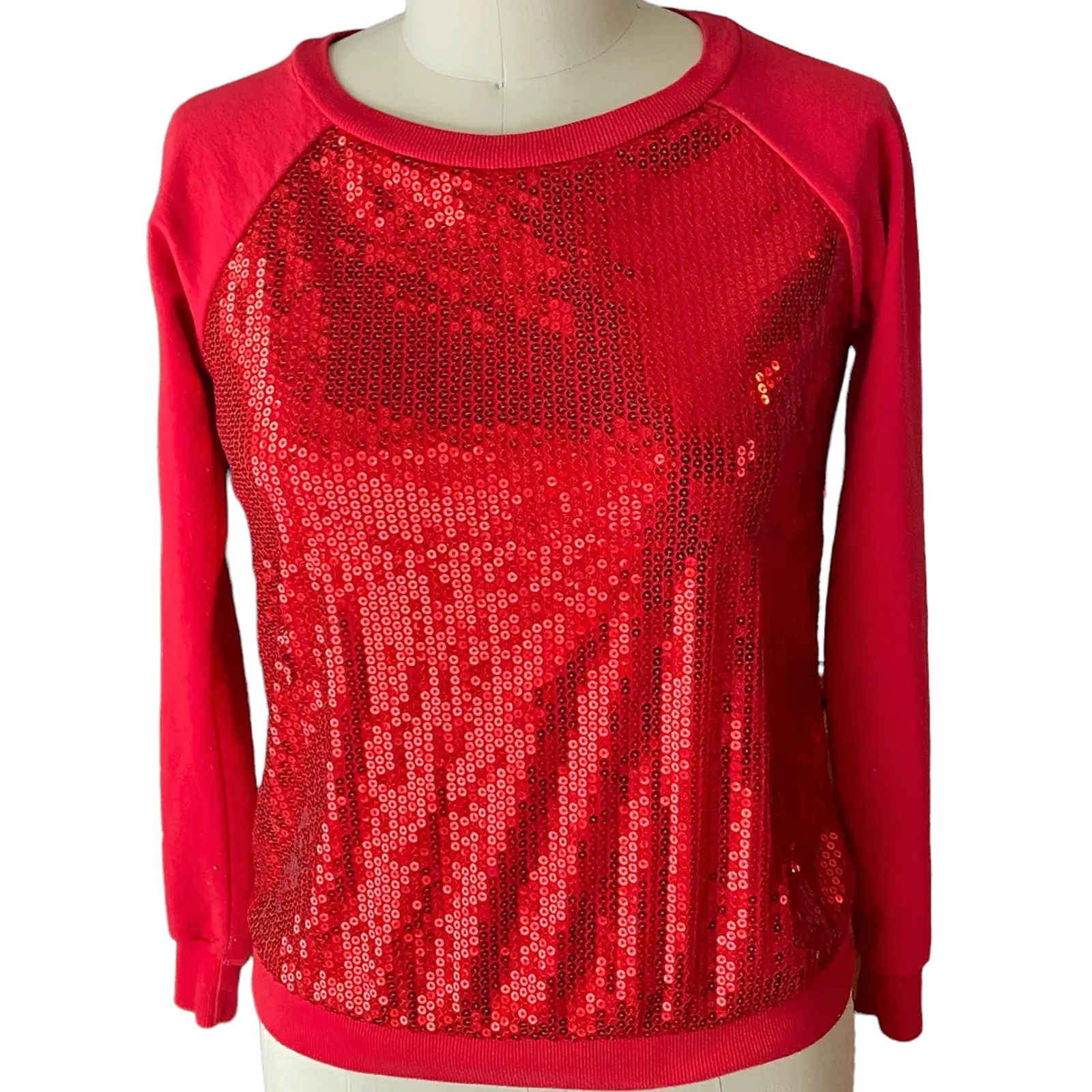 Red SEQUIN Crew Neck Top by NOBO No Boundaries ~ Junior Ladies Size MEDIUM - Image 2