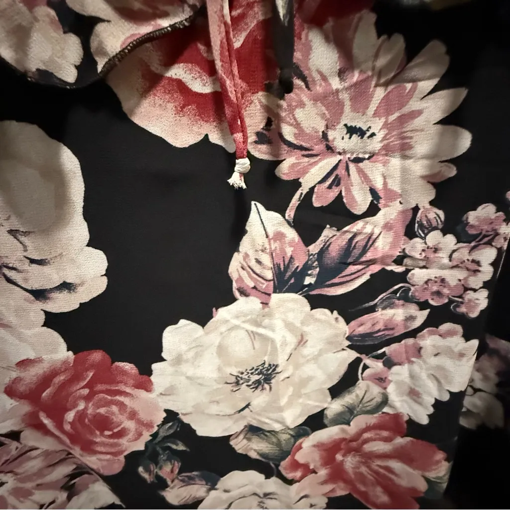 Maurices Black Dress with Pink and White Floral Design - Image 4