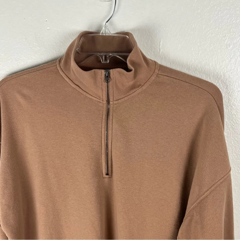 AERIE Sunday Soft Fleece Quarter Zip Long Sleeves Pullover Top, Size Medium - Image 5