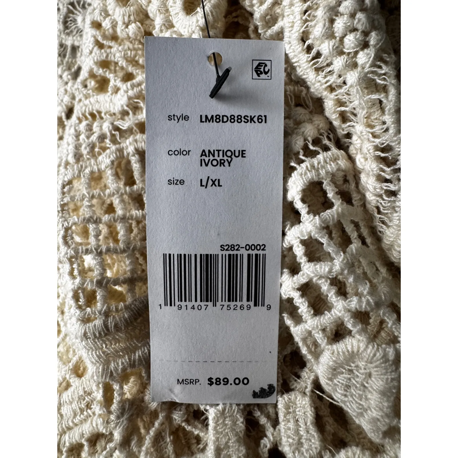 Liverpool‎ Cream Crochet Lace Kimono Cardigan Boho Summer Beach Cover Up Size L - Image 9