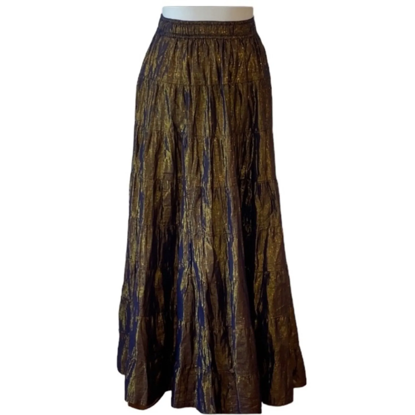 Vintage Maxi Skirt XS Boho Long Peasant Cottage Prairie Festival Metal RARE 90s Purple - Image 4