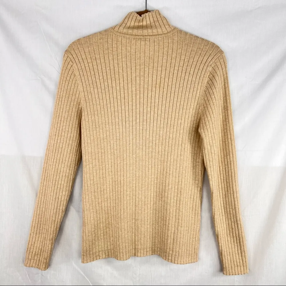 J. Mclaughlin Womens Full Zip Ribbed Tan Cardigan Size XL Closet Staple Casual - Image 3