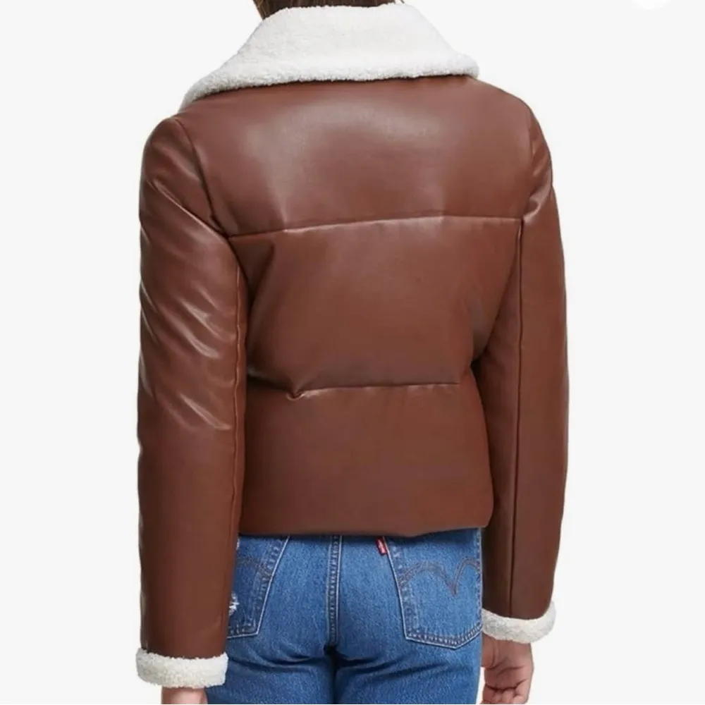 Levi's Women's Breanna Faux Leather Puffer Jacket with Sherpa Lined Collar XS - Image 2