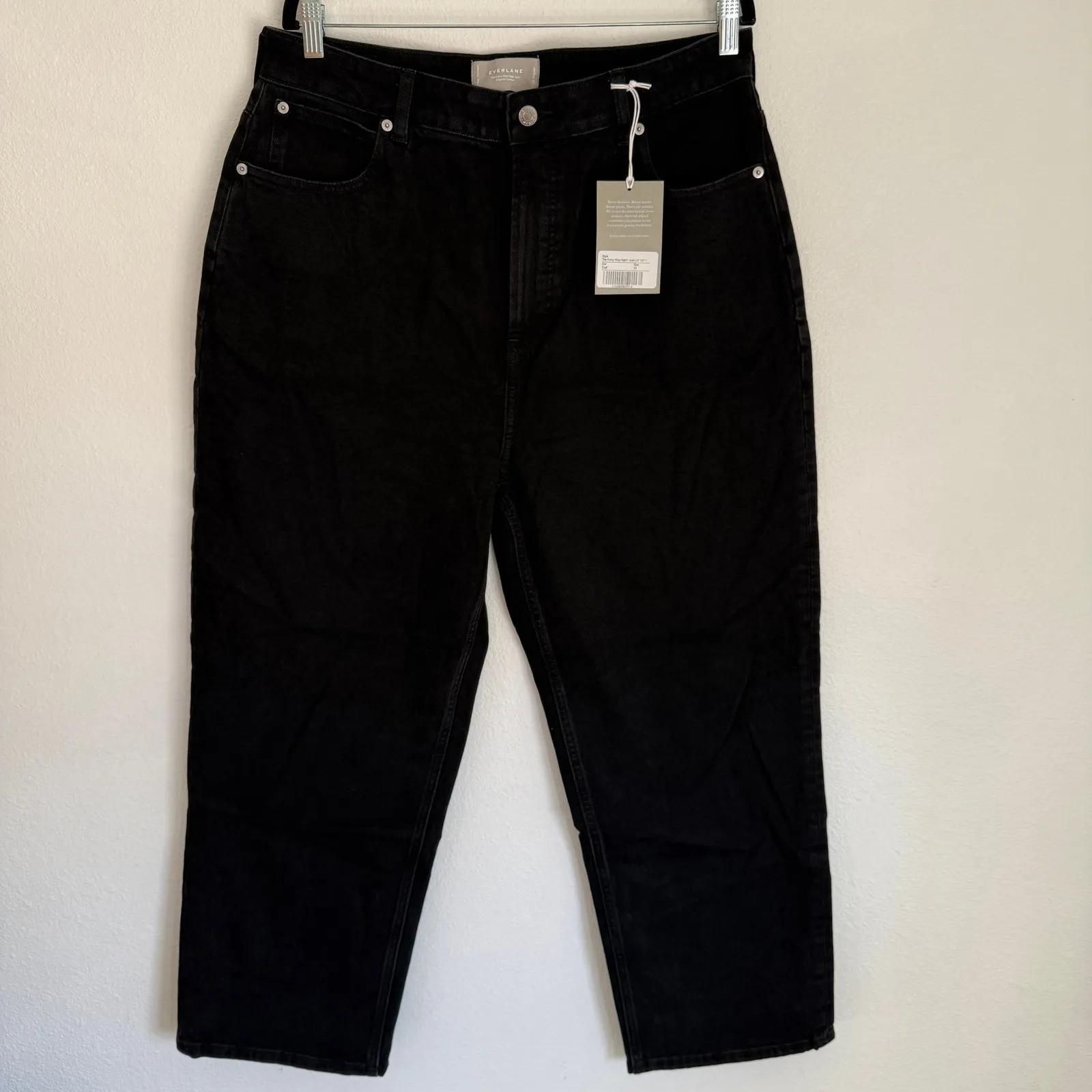 NWT Everlane Sz 33 The Curvy Way High Straight Jean Coal Black Organic Cotton - Image 3