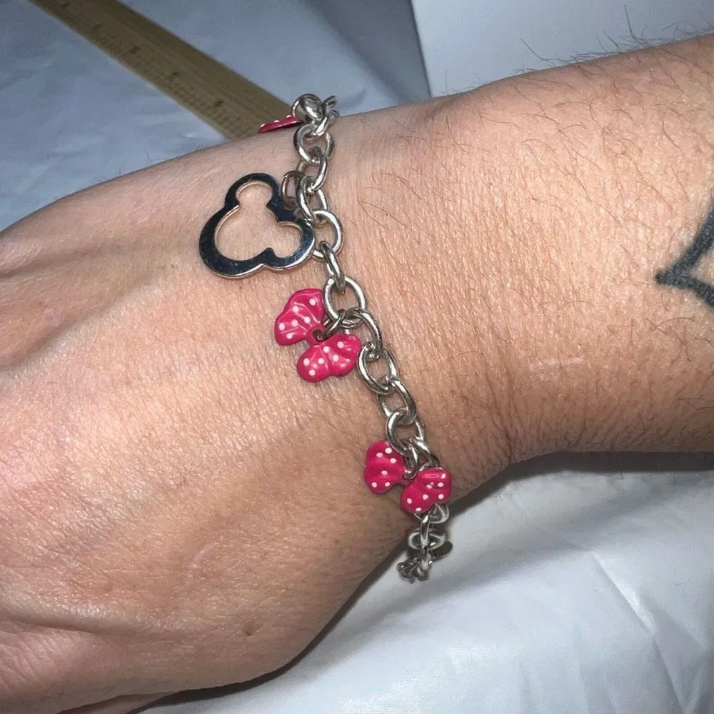 Disney Minnie Bow and Silhouette Silver Tone Bracelet - Image 6