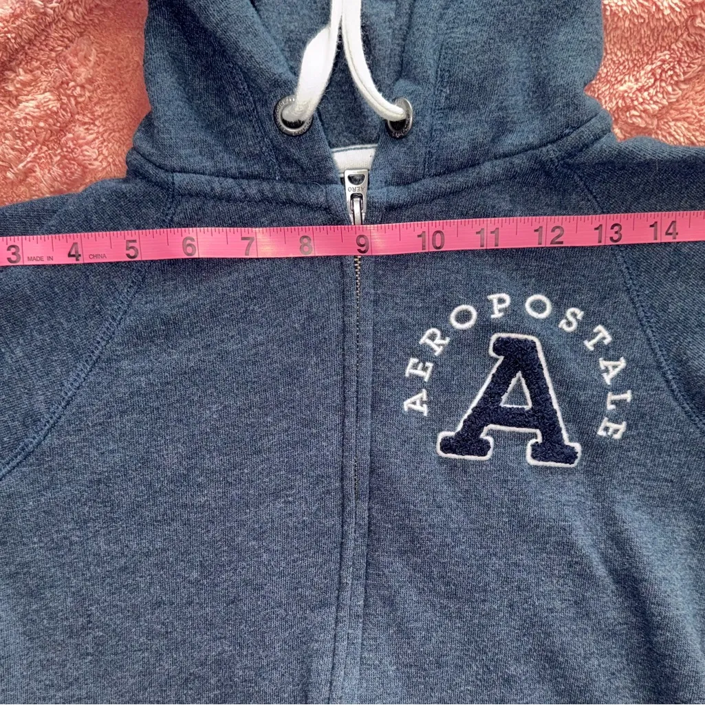 Aeropostale Women’s Hoodie Full Zip Navy Vintage Y2K Size XS EUC - Image 9