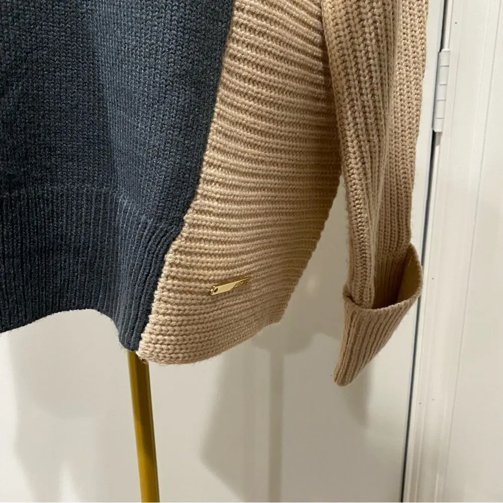 Jones New York Womens Grey, Red and Tan Colorblock Turtleneck Sweater Size S - Image 3