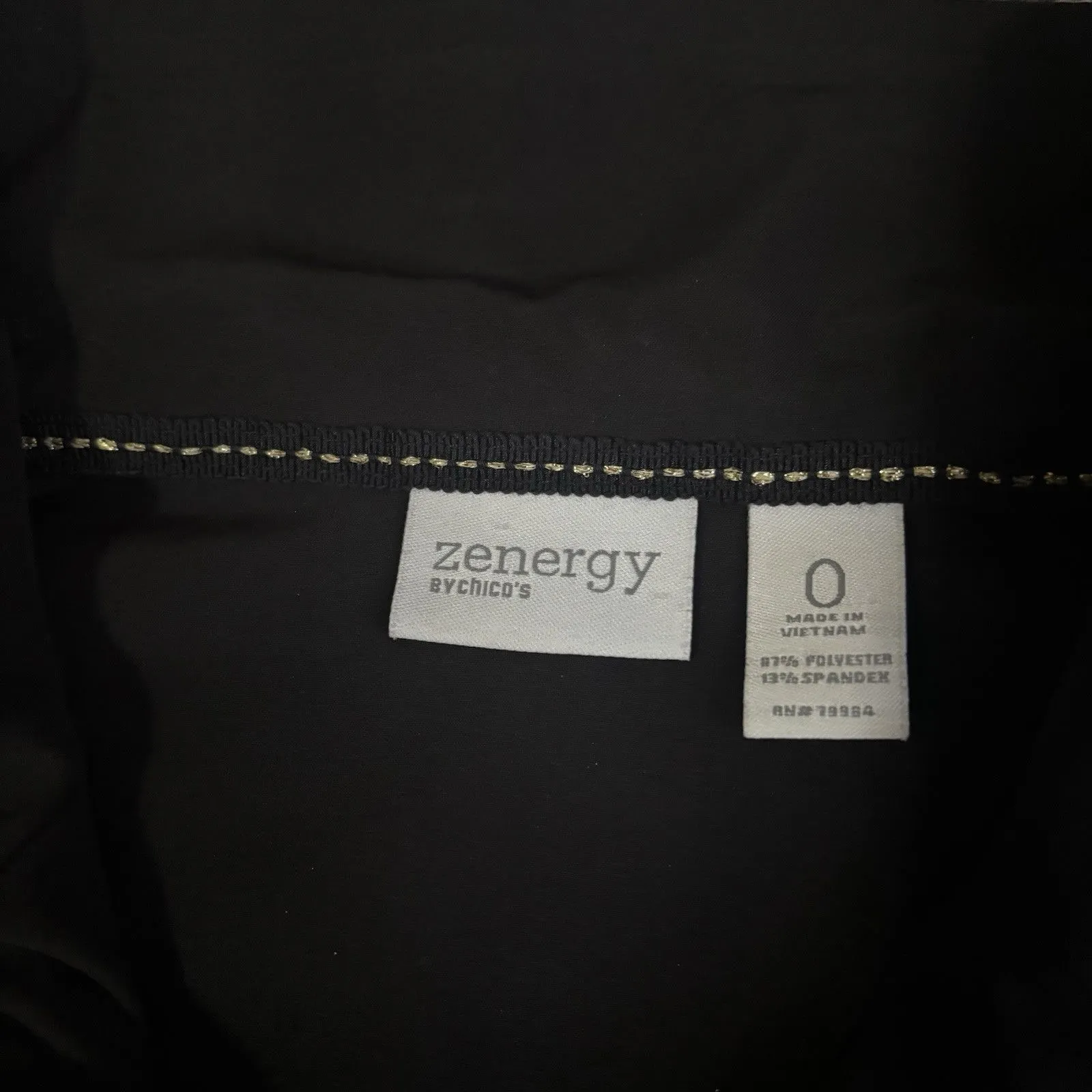 Chicos, Zenergy Black Best With Gold Zippers And Gold Accents. Size 0 - Image 4