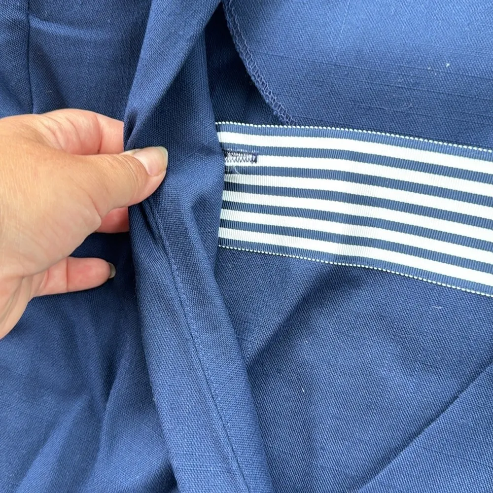 Vintage Periwinkle Nautical Midi Dress Navy White 16 Blue - Image 4