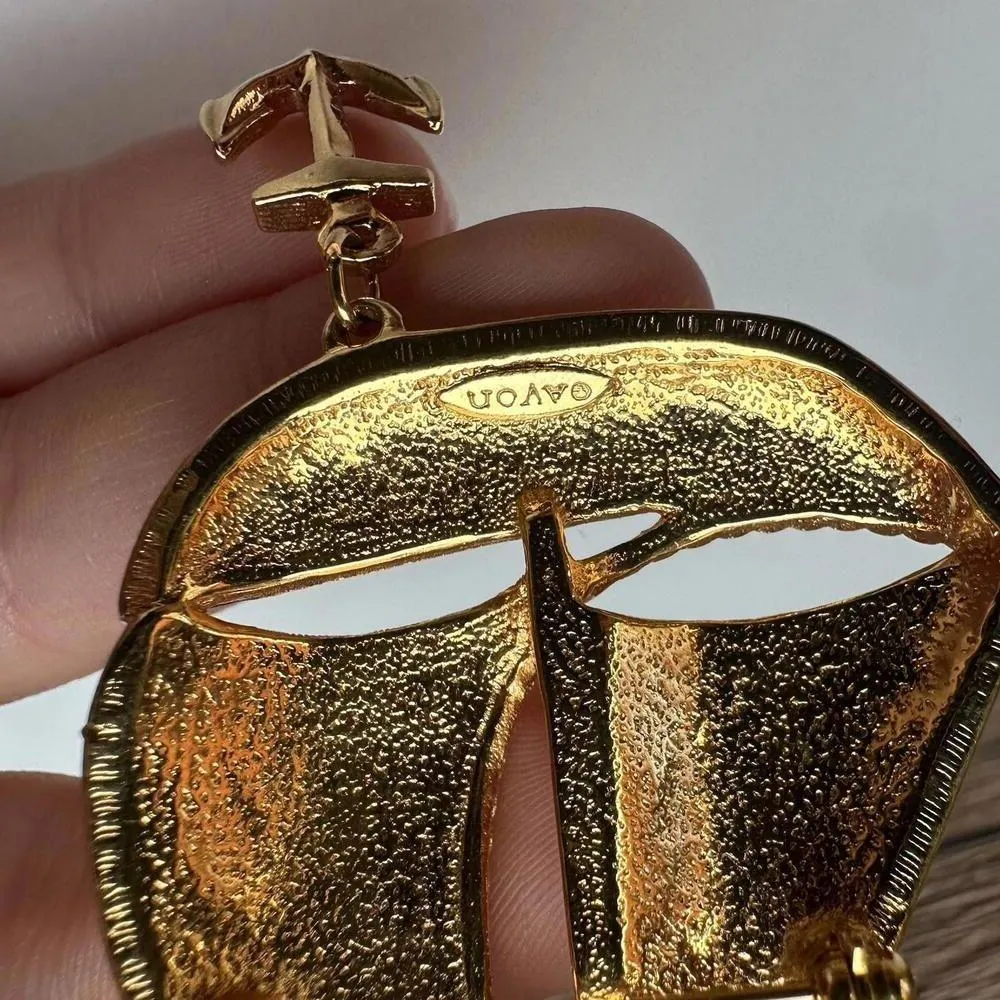 Avon Sailboat Ship Boat Nautical Brooch Pin Enamel & Gold Tone Signed - Image 7