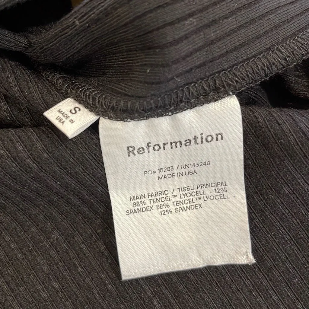 Reformation Womens Ribbed Knit Buttoned Midi Pencil Skirt Black Size‎ Small NWT - Image 6