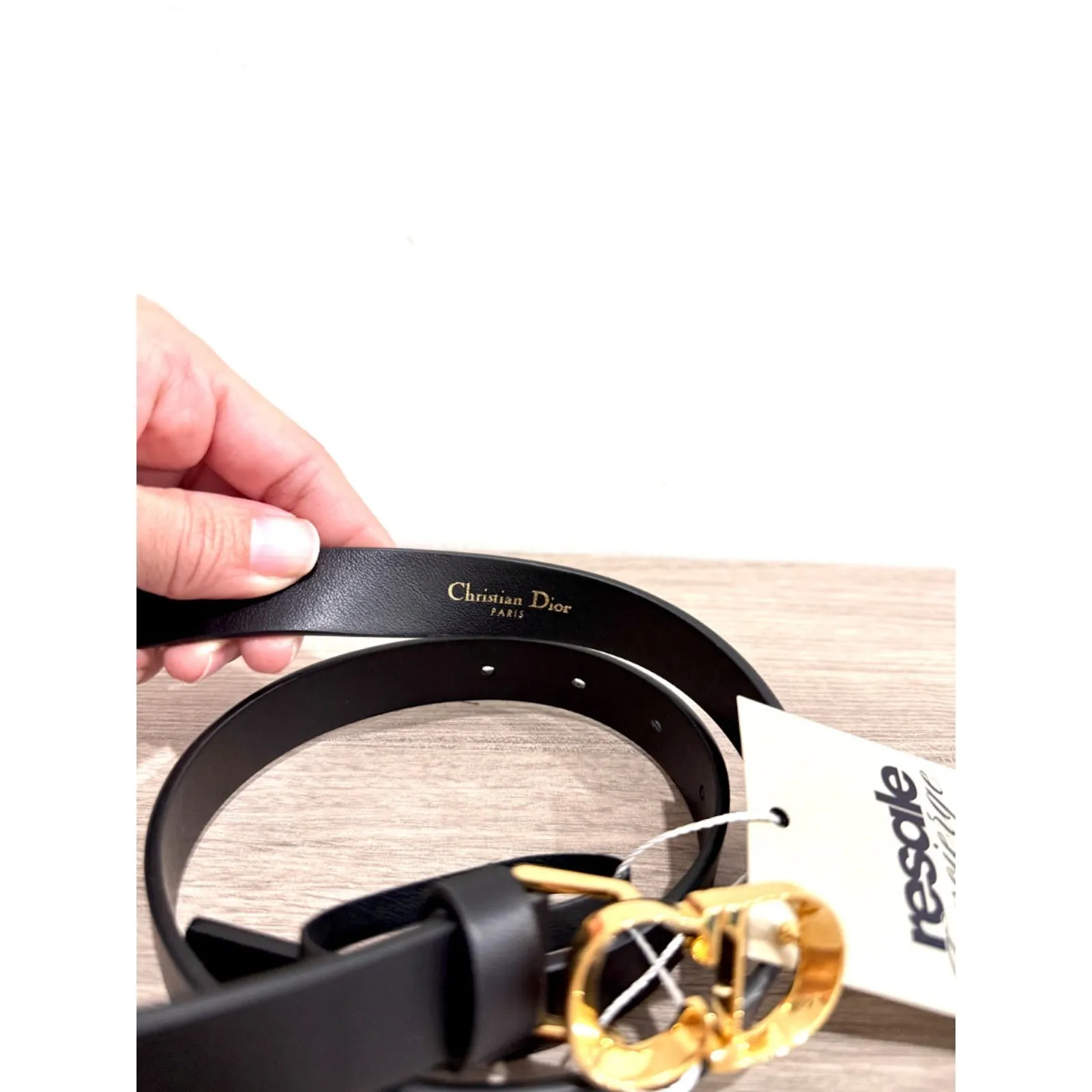 Dior C'est dior Leather Waist Belt with CD Buckle Black / Gold Size 80 - Image 7