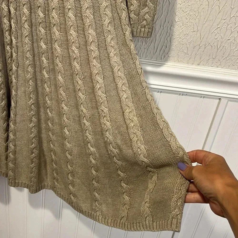 Eliza J Tan Cable Knit fit and flare sweater dress size XS - Image 6