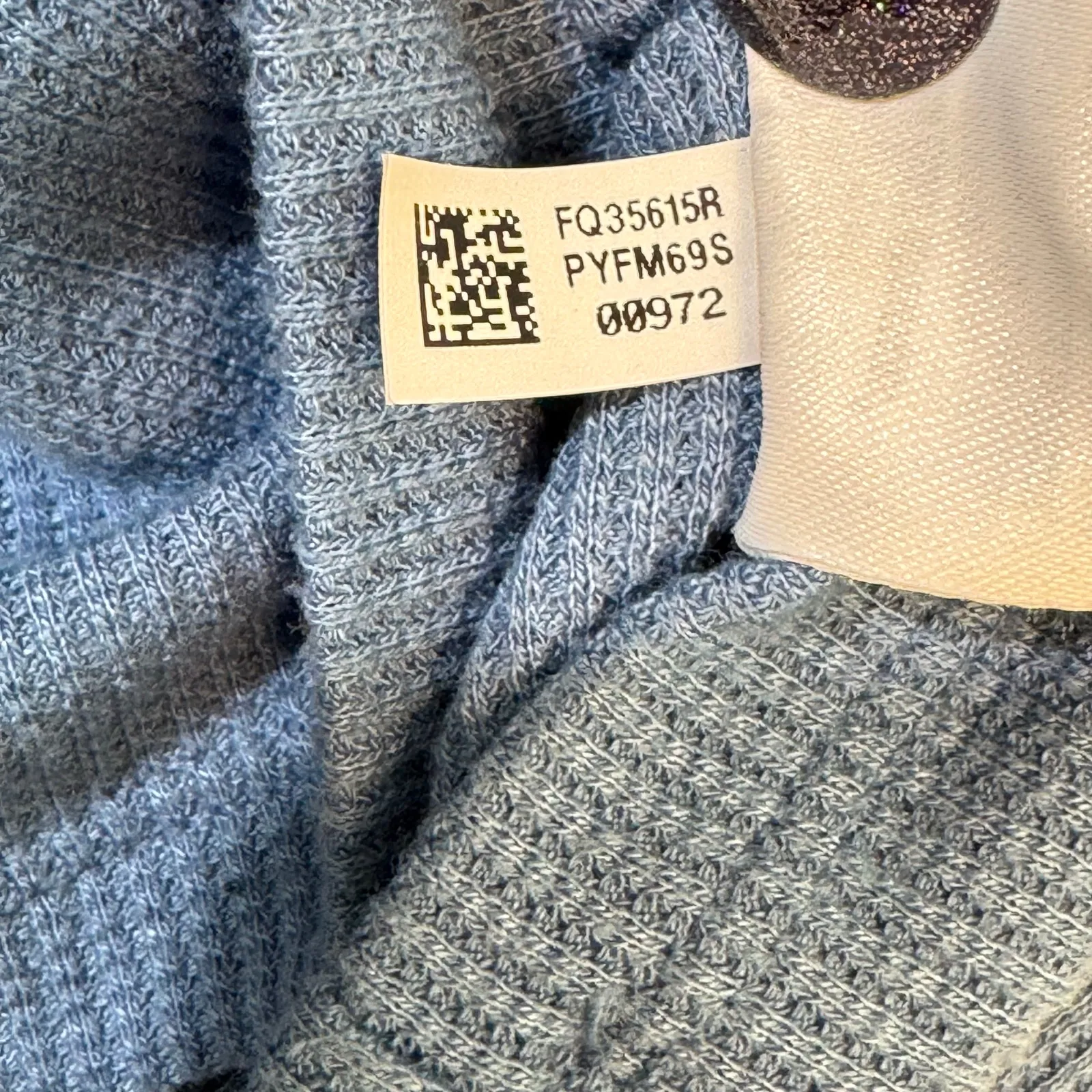 American Eagle Blue Long Sleeve Thermal Knit Turtleneck Cropped Shirt Size Large - Image 7