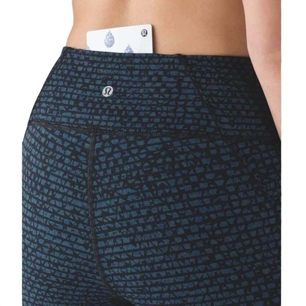 Lululemon Free Runner Crop 21” Shatter Weave Desert Teal Leggings Womens Size 6 Blue - Image 7