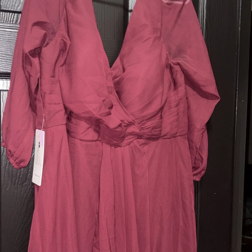 Elegant Burgundy Wrap Dress Red Size 16W - Image 3
