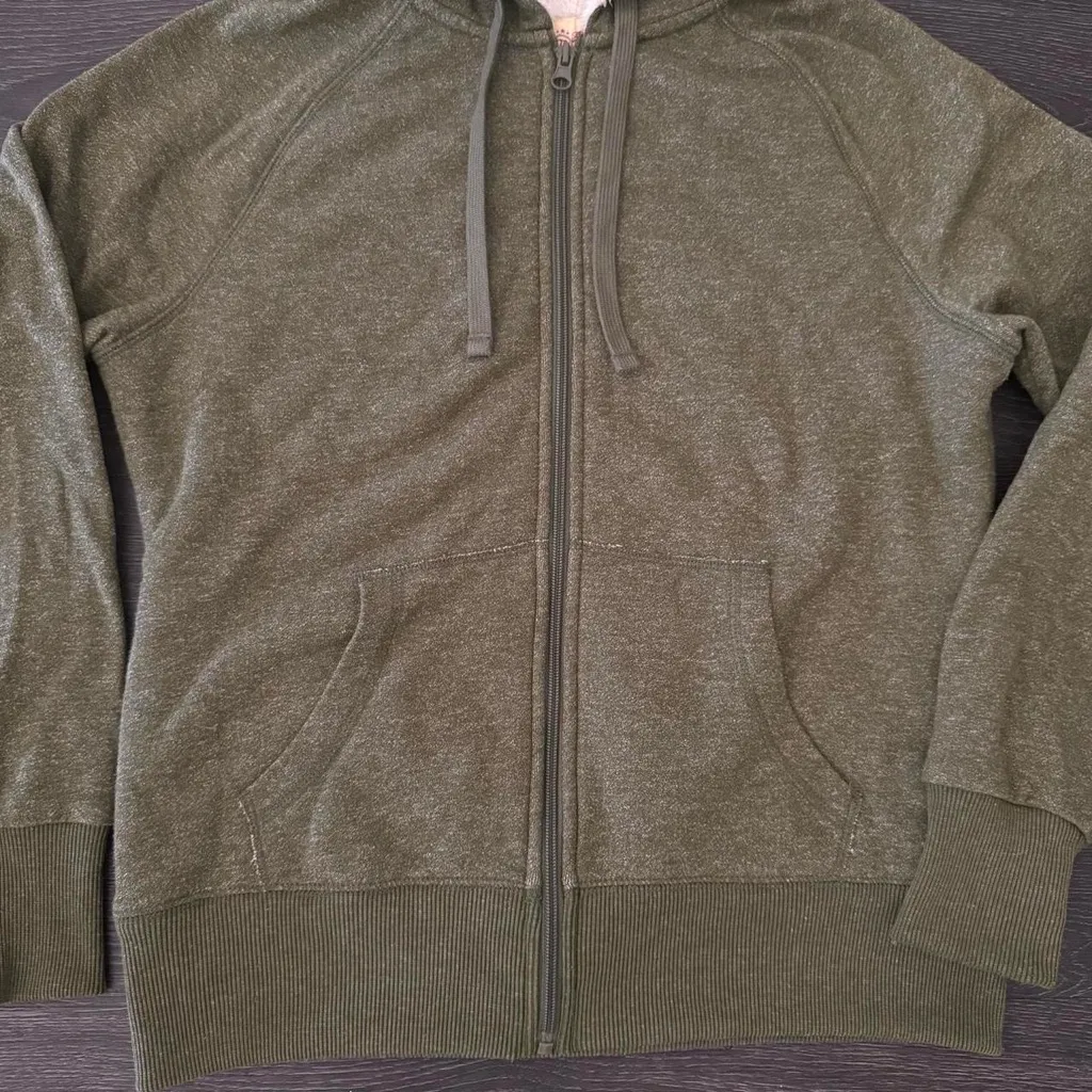 Womens Soft Fluffy Durable Olive Green
Thick Zip Up Hoodie Jacket Size Medium Green - Image 3