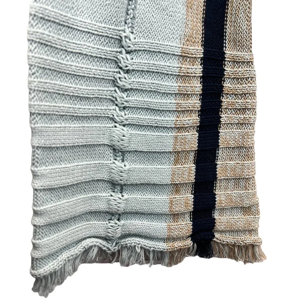 Skylar + Madison Turtleneck Sweater Blue Women S Fringe Bell Sleeve Stripes Knit - Image 8