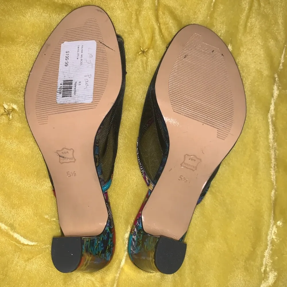 Azuree Cannes Size 5.5 Beaded Mesh Open Toe Chunk Heels - Image 11