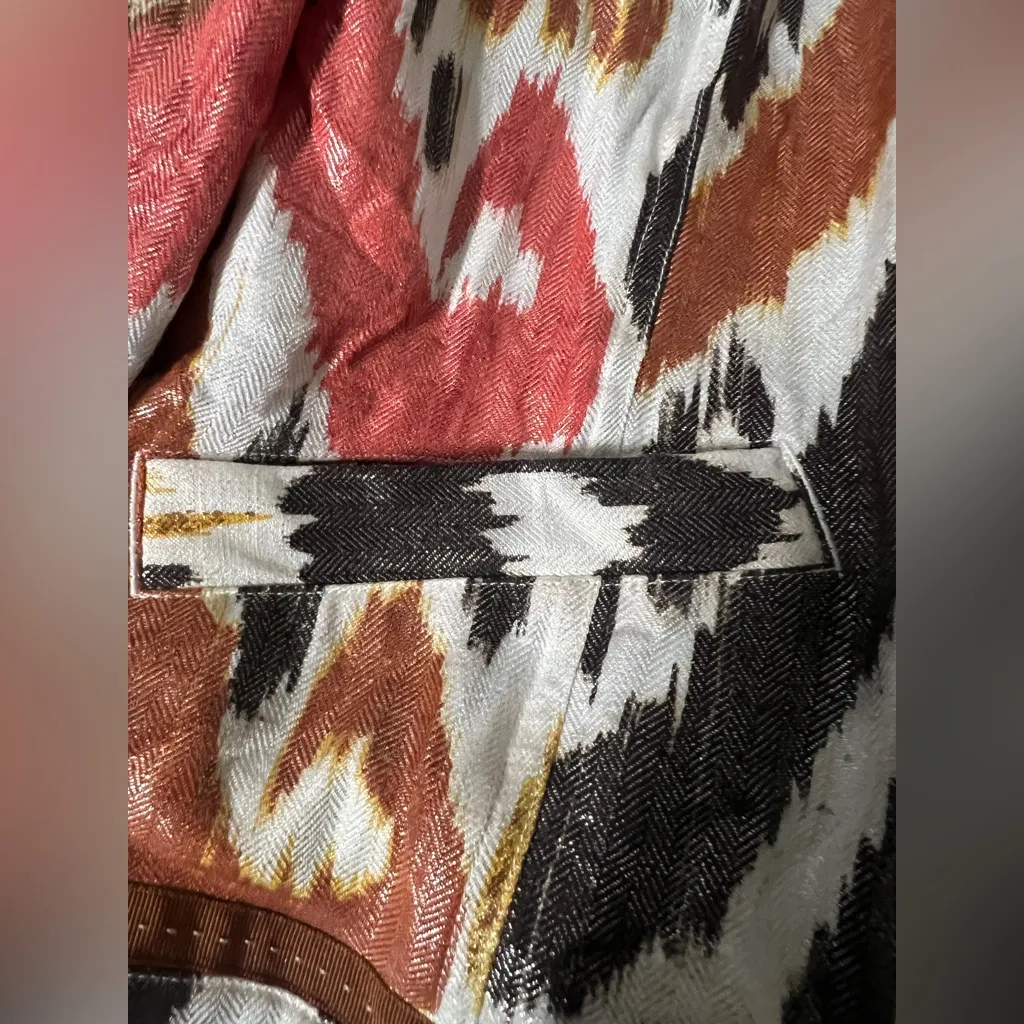 Chico's Art to Wear Metallic Linen Blend Western Print
Jacket, Size3 - Image 4