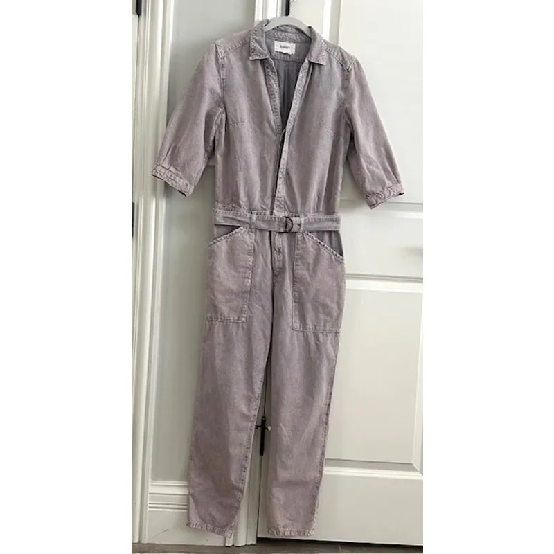 ba&sh Frida Denim Jumpsuit Faded Purple Wash Medium - Image 3