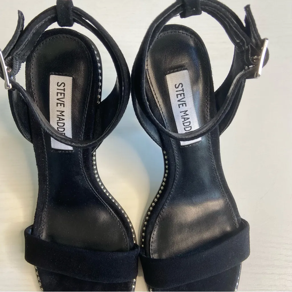 STEVE MADDEN Sylvie Studded High Heels Black Suede Size 7 - Image 4