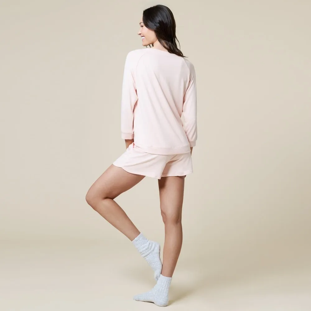 Softies Dream 3/4 Sleeve Boat Neck Top and Short Set Sz‎ S Apricot NWT Soft $129 Pink - Image 3