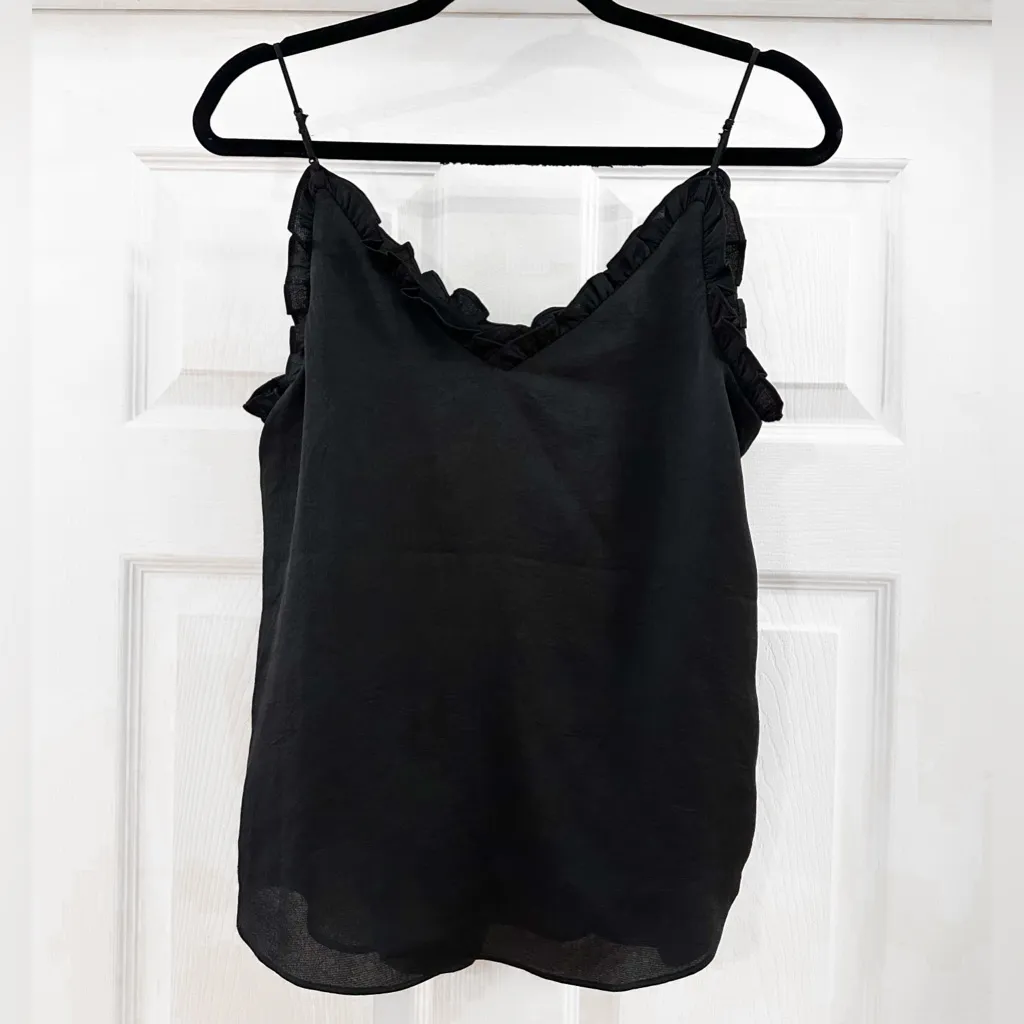Express Ruffle Trim Satin Cami camisole Black sz Small - Image 5