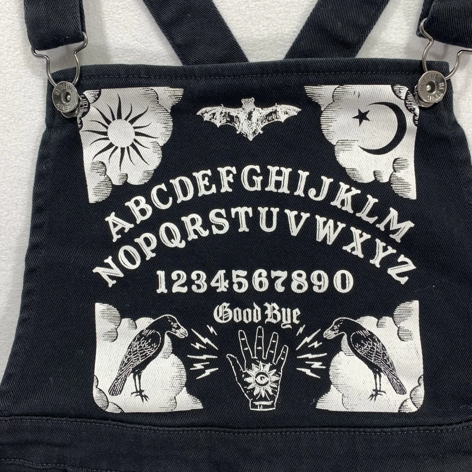 Women's Hot Topic Dark Distressed Wash Denim Skirt Overall Jumper Size Small - Image 4