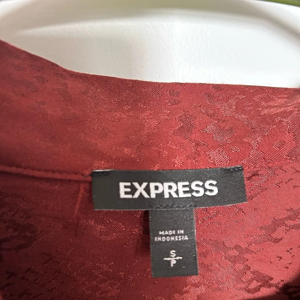 Long Sleeve Pussycat Bow Blouse Brown Size S - Image 7