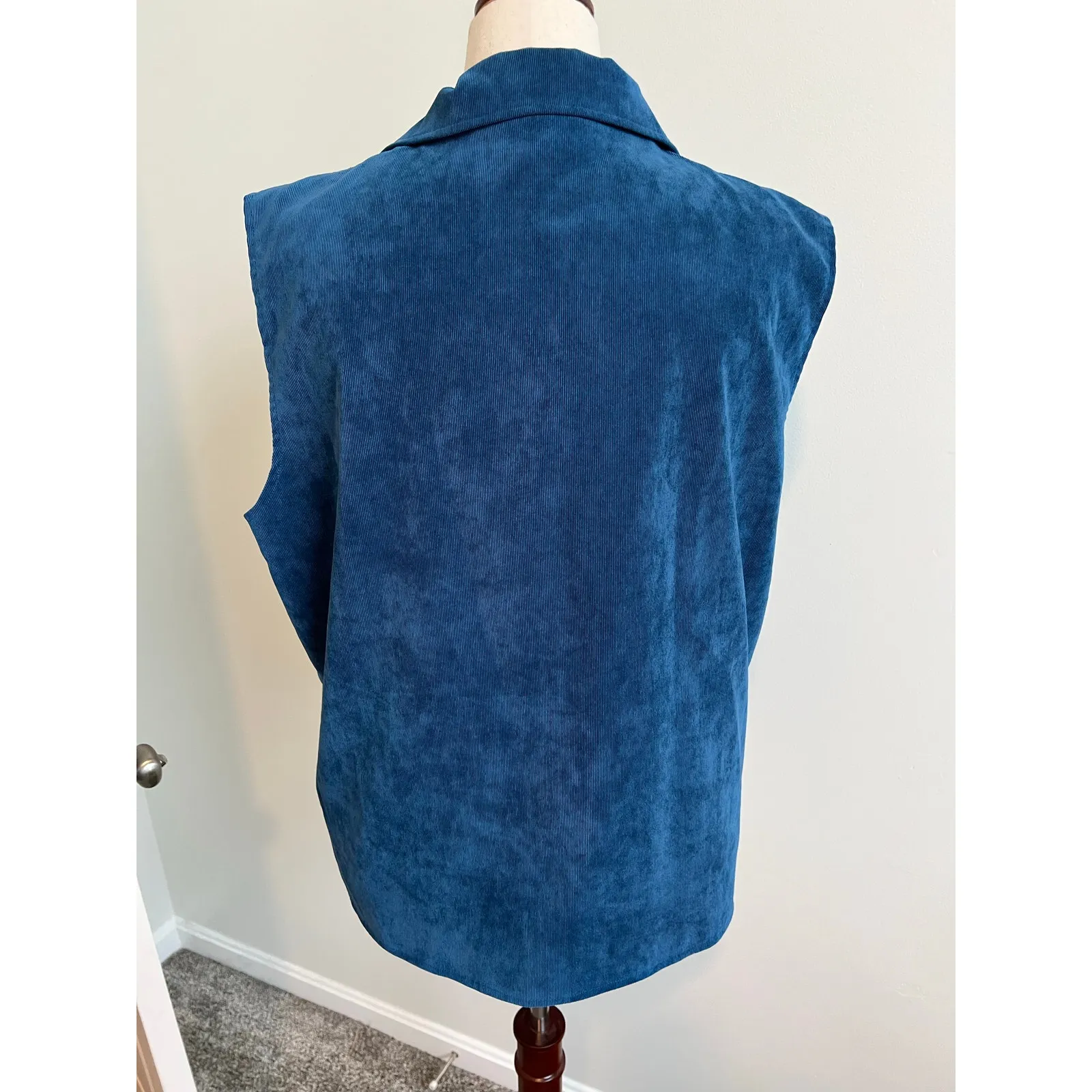 Bon Worth Vintage Velvet Full Zip Ribbed Vest Petite XL Blue Size undefined - Image 6