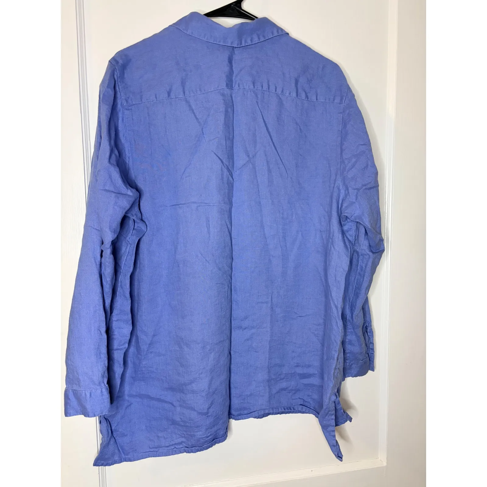 J Jill Essential Shirt Women Blue Linen Natural Lagenlook Button Down Top 2X - Image 3