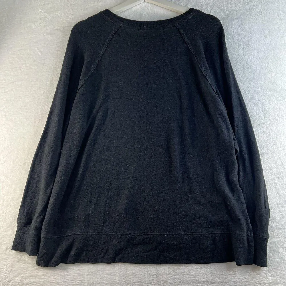 AE Aerie Small Sweatshirt Oversized Inside Out Crew Neck Side Slits Tunic Black - Image 12